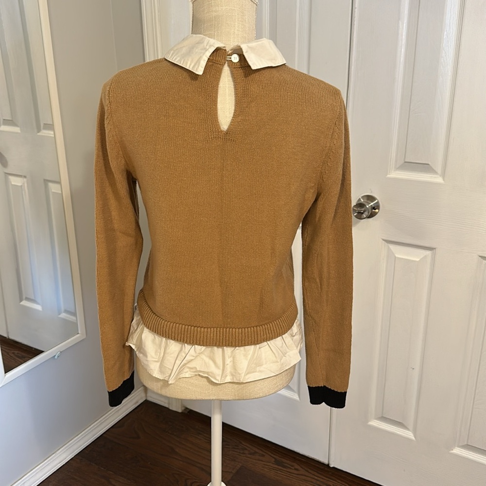 LOFT Tan Sweater with White and Black Details - Picture 2 of 4